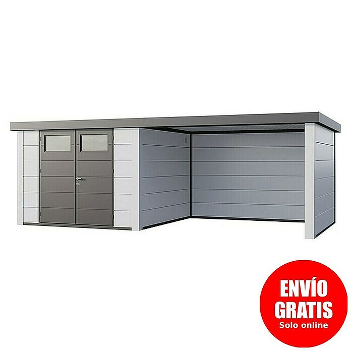 Telluria Caseta metálica Classico 3330 con salón a la derecha (Medidas ext. (An x Pr): 692 x 318 cm, Acero, Blanco, Sin set) | BAUHAUS