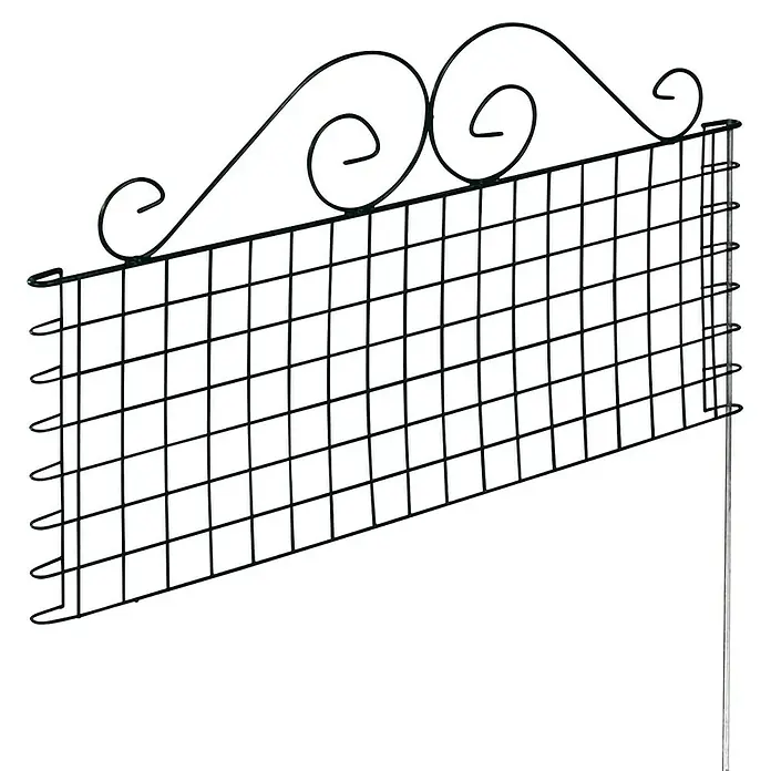 Bellissa Teichschutzzaun Ambiente - 76 x 44 cm - Ein dekorativer, dunkler Metallzaun mit geschwungenen Verzierungen und einer stabilen Struktur. Perfekt für Garten oder Terrasse.