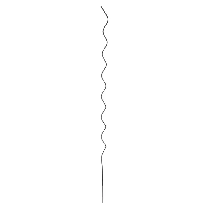 Bellissa Tomatenspirale - Ø x L: 0,8 x 200 cm, Stahl, Silber - Nahaufnahme einer metallischen Korkenzieher-Spirale, die sich vor einem dunklen Hintergrund windet. Ideal für Weinliebhaber und Sammler.
