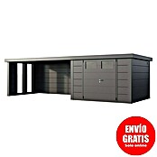 Telluria Caseta metálica Classico 3330 con salón XL a la izquierda y 2 ventanas (Medidas ext. (An x Pr): 812 x 318 cm, Acero, Antracita, Sin set) | BAUHAUS