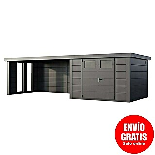 Telluria Caseta metálica Classico 3330 con salón XL a la izquierda y 2 ventanas (Medidas ext. (An x Pr): 812 x 318 cm, Acero, Antracita, Sin set)