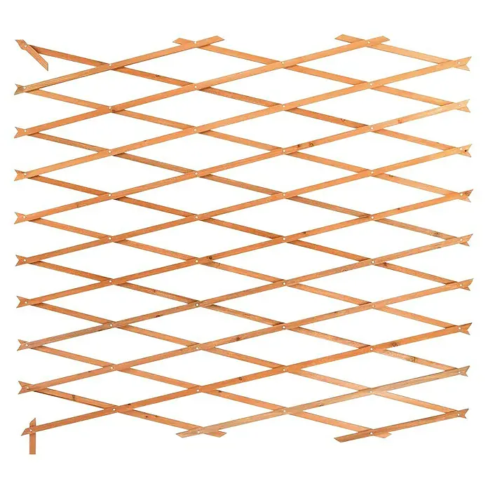 Bellissa Holz-Scherenspalier - 310 x 90 cm, Braun - Ein ausziehbares Holzzaungitter, das sich ideal als Raumteiler oder dekoratives Element für den Garten eignet.