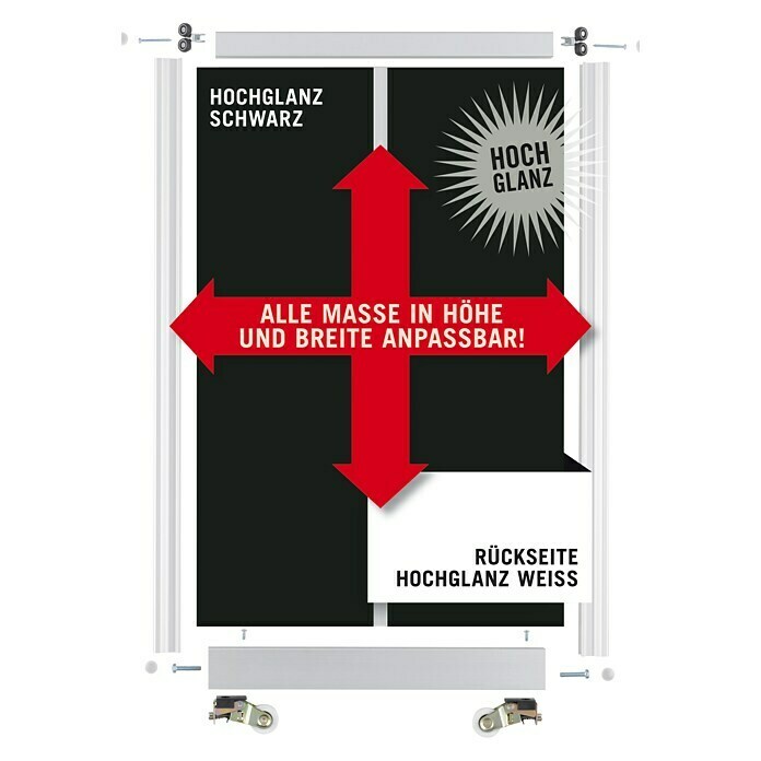 Room Plaza Easy Schiebetür-Bau-Set (Hochglanz Schwarz/Hochglanz