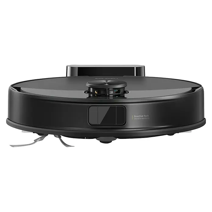 Roborock Saugwischroboter Q10 VF Black - Saugkraft: 10.000 Pa, Akkulaufzeit: 150 min, Fassungsvermögen Roboter: 500 ml, Schwarz - Nahaufnahme eines Roborock Saugroboters, der fortschrittliche Navigation und Hindernisvermeidungstechnologie für eine effiziente Reinigung bietet.