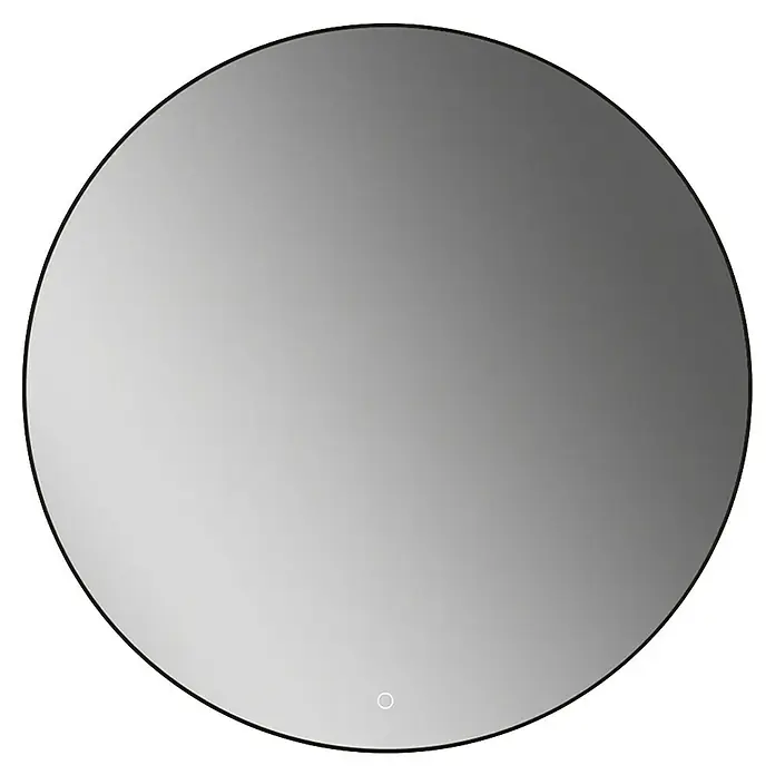 Lichtspiegel Emma - 80 x 80 cm, Durchmesser: 80 cm, Schwarz, Sensor - Runde Spiegelfläche mit sanftem Lichteffekt, ideal für Badezimmer oder Ankleidezimmer. Das moderne Design passt zu verschiedenen Einrichtungsstilen.