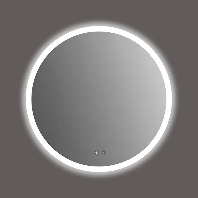 Lichtspiegel Beth - 80 x 80 cm, Durchmesser: 80 cm, Silber, Sensor - Rundspiegel mit LED-Beleuchtung, ideal für Badezimmer oder Ankleidezimmer, mit integrierten Touch-Schaltern für einfache Bedienung.