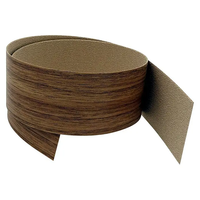 Kantoflex Umleimer 3324 Butcher Block - L x H: 65 x 4,4 cm, 2 Stk. - Ein aufgerolltes Furnierband mit Holzmaserung, ideal zum Kantenanleimen bei Möbeln und Holzprojekten. Die Rückseite ist rau und bereit für die Verklebung.
