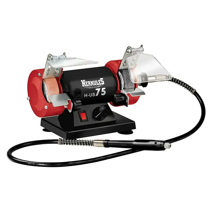 Herkules Elektro-Doppelschleifer H-US 75 Set - 120 W - Doppelschleifer mit flexiblem Schaft für präzises Schleifen und Polieren. Ideal für Werkstatt und Hobby.