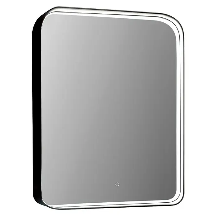 Lichtspiegel Noa - 60 x 80 cm, Schwarz, Sensor - Elegantes Badezimmerspiegel mit integrierter LED-Beleuchtung für ein modernes Ambiente und optimale Ausleuchtung im Bad.