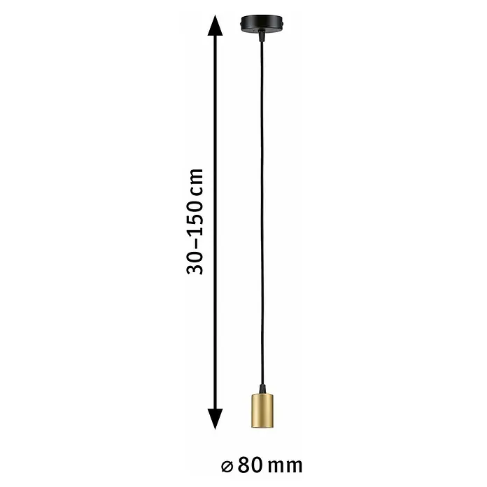 Paulmann URail LED-Pendelleuchte Tyros - 5,5 W, Ø x H: 10 x 10,3 cm, RGBW, Signalweiß - Abbildung einer Pendelleuchte mit einer Länge von 30-150 cm und einem Durchmesser von 80 mm. Das Design ist schlicht und modern.