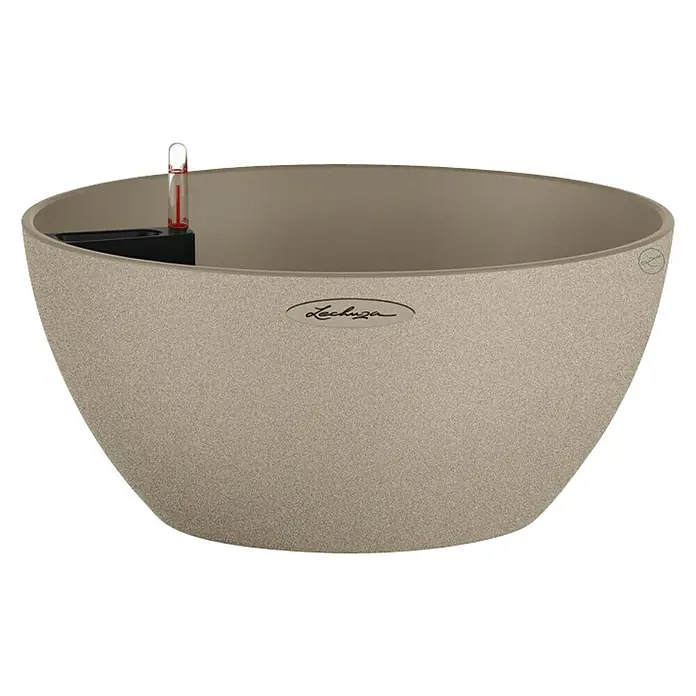 Lechuza Color Pflanzschale rund Cubeto - Außenmaß (Ø x H): 30 x 13,5 cm, Kunststoff, Sandbeige - Der Lechuza-Topf ist ideal für Zimmerpflanzen und verfügt über ein Bewässerungssystem.