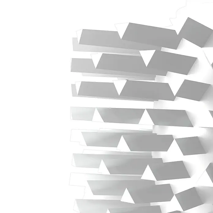 Camargue Ersatzbürstenkopf - Ohne Griff, Silikon, Weiß - Abstraktes weißes Design mit geometrischen Formen auf schwarzem Hintergrund.