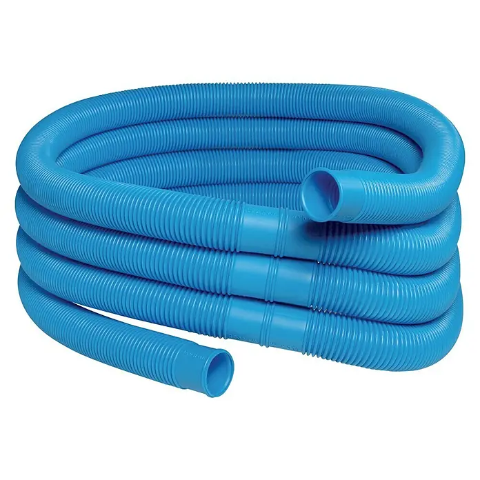 Schwimmbadschlauch - Durchmesser: 32 mm, 100 cm - Nahaufnahme eines blauen, gerippten Schwimmbadschlauchs, der zusammengerollt ist, mit sichtbaren Enden.