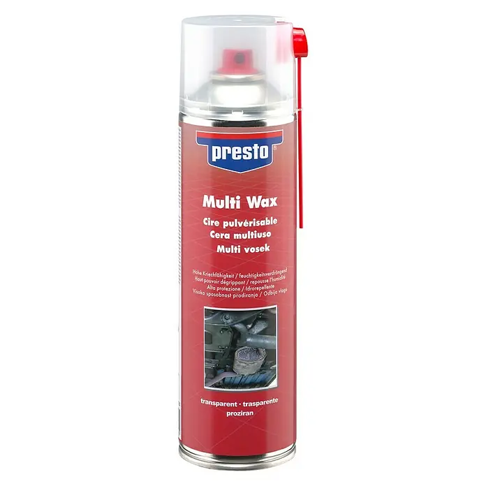 Presto Korrosionsschutzwachs - 500 ml - Presto Multi Wax Sprühdose, ein vielseitiges Wachs zum Schmieren und Schützen von Oberflächen vor Feuchtigkeit und Korrosion.