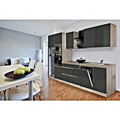 Respekta Premium Küchenzeile GLRP345HESGGKE (Breite: 345 cm, Mit Elektrogeräten, Grau Hochglanz)