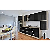 Respekta Premium Küchenzeile GLRP395HESSGKE (Breite: 395 cm, Mit Elektrogeräten, Schwarz Hochglanz)
