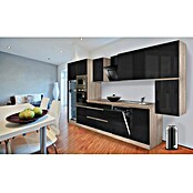 Respekta Premium Küchenzeile GLRP395HESSGKE (Breite: 395 cm, Mit Elektrogeräten, Schwarz Hochglanz)