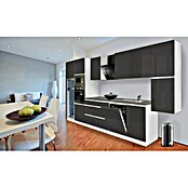 Respekta Premium Küchenzeile GLRP395HWGGKE (Breite: 395 cm, Mit Elektrogeräten, Grau Hochglanz)