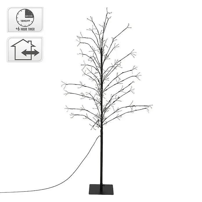 ECD Germany Künstlicher Weihnachtsbaum Leuchtbaum mit 360 LEDs inkl. Timer für Innen & Außen IP44 Warmweiß - Höhe: 150 cm, Black, LED-Beleuchtung - Elegantes LED-Baum-Deko-Element mit Timerfunktion. Ideal für stimmungsvolle Innenraumbeleuchtung und festliche Dekoration.