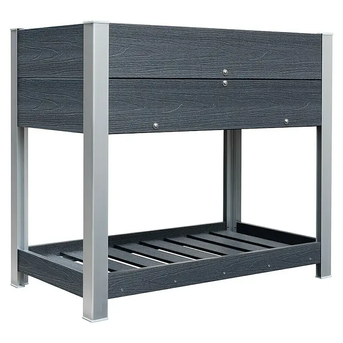 Hochbeet - 91 x 51 x 80 cm, Verbundwerkstoff, Anthrazit - Das Produkt ist ein erhöhter, wetterbeständiger Pflanzkasten mit Ablagefläche. Ideal für Garten, Balkon oder Terrasse.