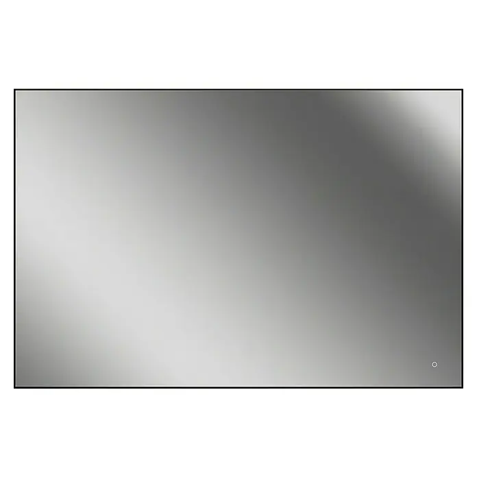 Lichtspiegel Emma - 120 x 80 cm, Schwarz, Sensor - Stilvoller, rechteckiger Spiegel mit schmalem Rahmen und subtiler Beleuchtung. Ideal für moderne Badezimmer und Ankleideräume.