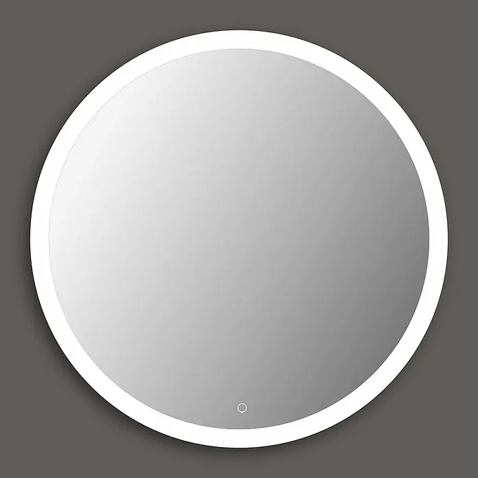 Lichtspiegel Lumix - 90 x 90 cm, Durchmesser: 90 cm, Silber, Sensor - Runder LED-beleuchteter Spiegel für Badezimmer oder Ankleideraum, der Eleganz und Funktionalität vereint. Perfekt für die tägliche Pflege.