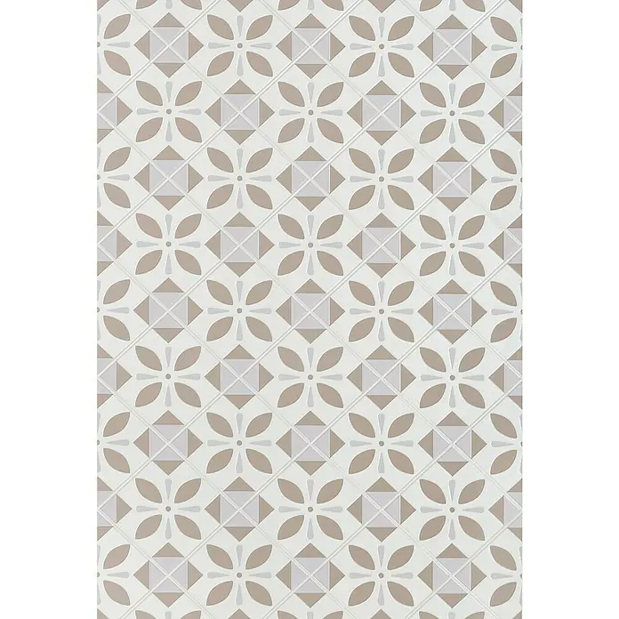 D-c-fix Ceramics Vinyltapete - Oriental Element, L x B: 4 m x 67,5 cm - Beige-weiße Fliesen mit floralen und geometrischen Mustern für Boden- oder Wandbeläge, die ein elegantes und stilvolles Ambiente schaffen.