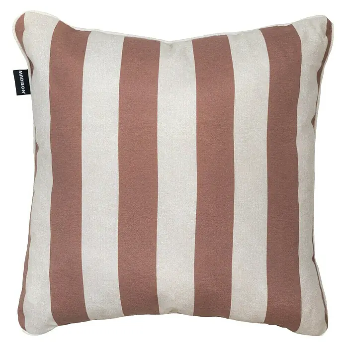 Madison Outdoor-Kissen - L x B: 50 x 50 cm, Baumwolle / Polyester, Amora Mocca - Gestreiftes Dekokissen in Terrakotta und Beige für ein stilvolles Ambiente. Das Kissen ist ein echter Hingucker und sorgt für Gemütlichkeit.
