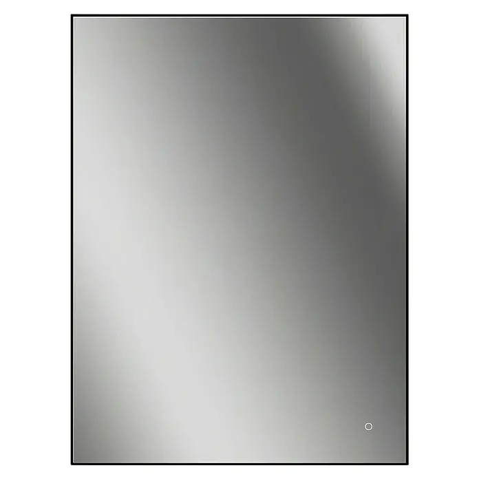 Lichtspiegel Emma - 60 x 80 cm, Schwarz, Sensor - Ein modernes Badezimmerspiegel mit integrierter Beleuchtung, ideal für stilvolle Badezimmerdesigns und komfortable Nutzung im Alltag.