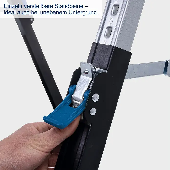 Scheppach Arbeitsblock-Set MWB700-Set - Höhenverstellung: 615 mm - 820 mm, 2 -tlg. - Der flexible Standfuß ist einzeln verstellbar und eignet sich ideal für unebene Untergründe.
