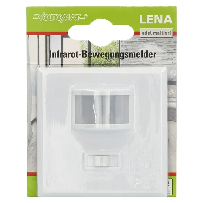 Voltomat Infrarot-Bewegungsmelder Lena - Polarweiß, Matt - Nahaufnahme eines Infrarot-Bewegungsmelders LENA edel mattiert von VOLTOMAT. Praktisch und zuverlässig.