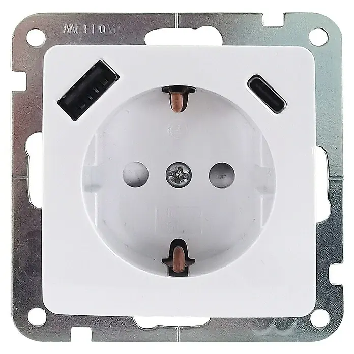 Voltomat USB-Steckdose Typ A/C Diva - Ultraweiß, Matt, Kunststoff, Unterputzmontage - Steckdose mit USB-Anschlüssen.