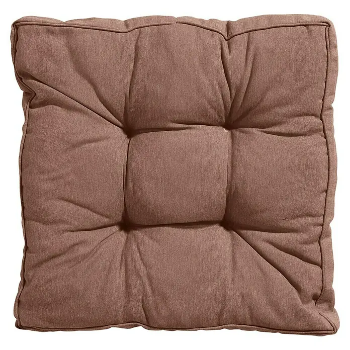 Madison Outdoor-Sitzkissen Florance - L x B: 47 x 47 cm, Baumwolle / Polyester, Mocca - Braunes, quadratisches Sitzkissen mit Knöpfen und gesteppter Oberfläche.
