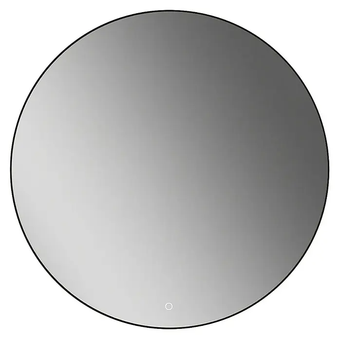 Lichtspiegel Emma - 100 x 100 cm, Durchmesser: 100 cm, Schwarz, Sensor - Runde Spiegelleuchte mit einem schlichten und eleganten Design, das jedem Raum einen Hauch von Modernität verleiht. Ideal für Badezimmer oder Ankleidezimmer.