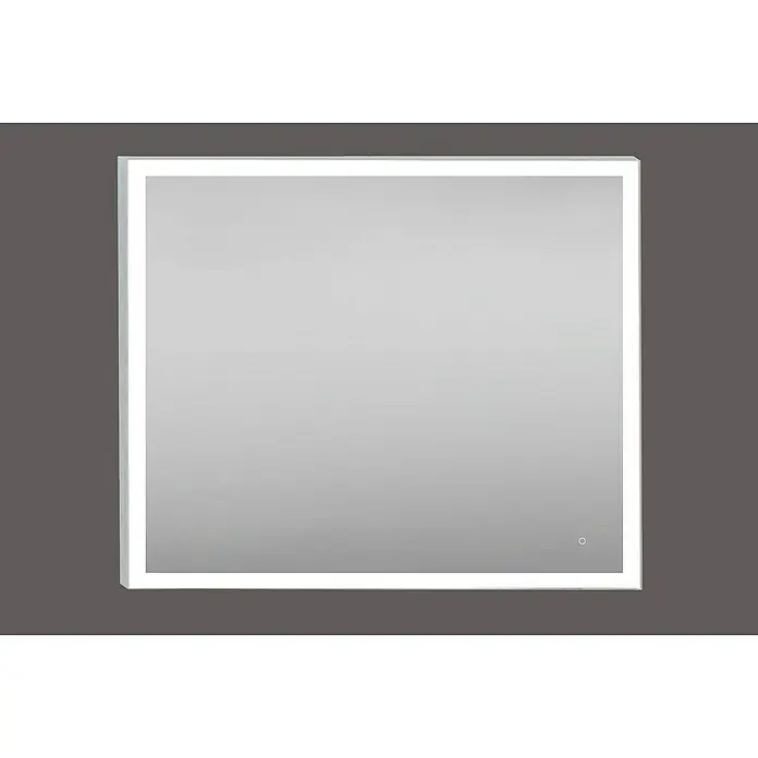 Lichtspiegel Etna - 100 x 70 cm, Stahl, Sensor - Ein quadratischer LED-beleuchteter Spiegel mit einem minimalistischen Design, ideal für moderne Badezimmer und Ankleidezimmer.