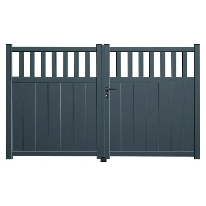 GHP360 Gartentor LO05 - 300 x 180 cm, Anthrazit, Metall - Ein graues Gartentor aus Aluminium, das Stabilität und moderne Ästhetik vereint, ideal für jeden Außenbereich.