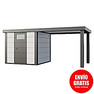 Telluria Caseta metálica Classico 2424 con salón abierto a la derecha (Medidas ext. (An x Pr): 542 x 258 cm, Acero, Blanco/Antracita, Sin set)