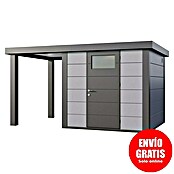 Telluria Caseta metálica Classico 2424 con salón abierto a la izquierda (Medidas ext. (An x Pr): 426 x 258 cm, Acero, Gris claro/Antracita, Sin set) | BAUHAUS