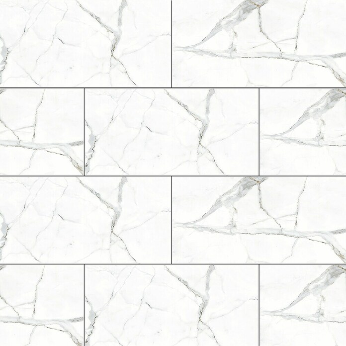 Feinsteinzeugfliese Rock Ford (L x B x S: 60 x 120 x 0,8 cm, Weiß/Grau, Glänzend) | BAUHAUS