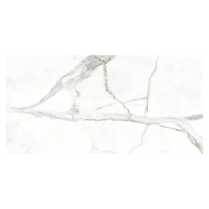 Feinsteinzeugfliese Rock Ford (L x B x S: 60 x 120 x 0,8 cm, Weiß/Grau, Glänzend) | BAUHAUS