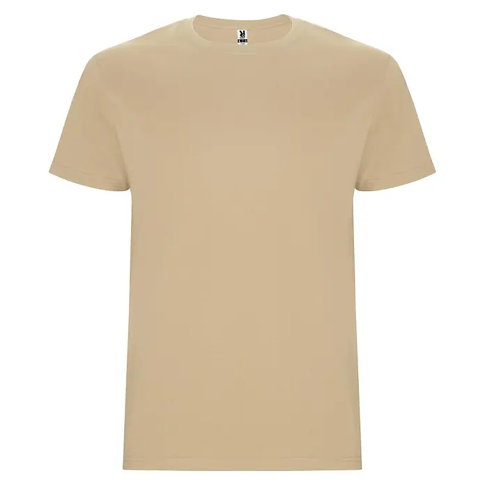 Camiseta Atomic - 4 XL, Arena, 85% algodón / 15% viscosa - Camiseta beige de algodón con cuello redondo clásico, ideal para impresiones personalizadas y ropa casual. Ajuste cómodo para el uso diario.