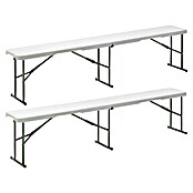Banco de camping plegable Every Set de 2 (L x An x Al: 180 x 28 x 43 cm, HDPE/Acero, Blanco, 2 pzs.) | BAUHAUS