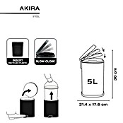 Spirella Cubo con pedal Akira (5 l, Verde oscuro, Rectangular, Acero inoxidable)