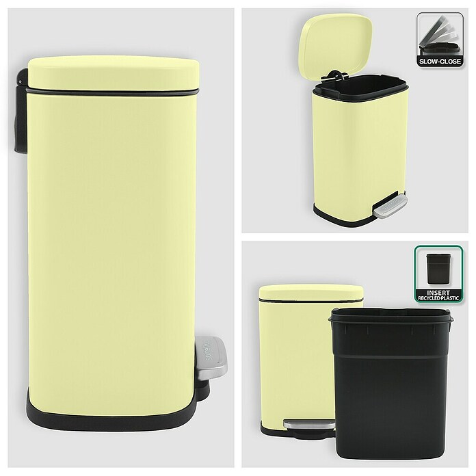 Spirella Cubo con pedal Akira (5 l, Acero inoxidable, Amarillo) | BAUHAUS