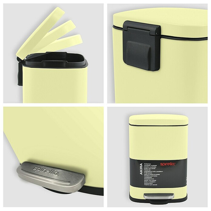 Spirella Cubo con pedal Akira (5 l, Acero inoxidable, Amarillo) | BAUHAUS