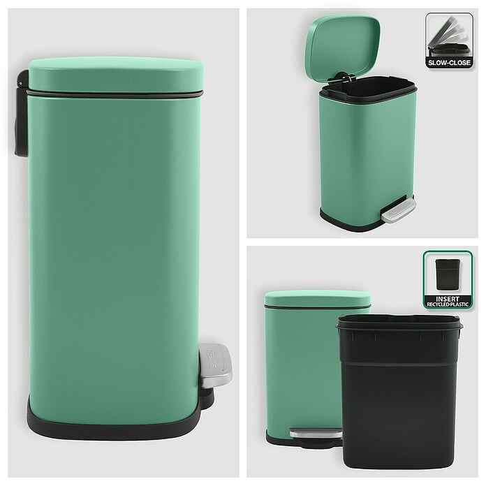 Spirella Cubo con pedal Akira (5 l, Acero inoxidable, Verde) | BAUHAUS