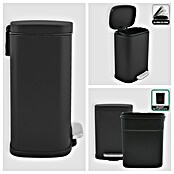 Cubo con pedal Akira (5 l, Negro, Rectangular, Acero inoxidable)