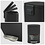 Cubo con pedal Akira (5 l, Negro, Rectangular, Acero inoxidable)