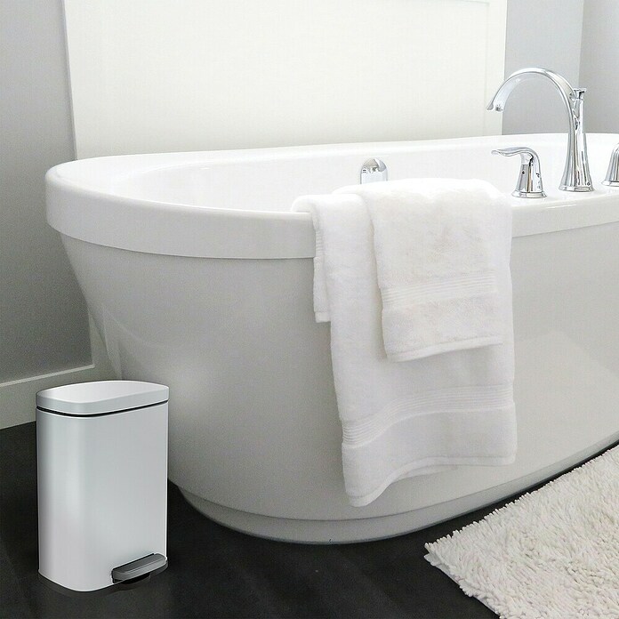Cubo con pedal Akira (5 l, Blanco, Rectangular, Acero inoxidable)