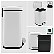 Cubo con pedal Akira (5 l, Blanco, Rectangular, Acero inoxidable)